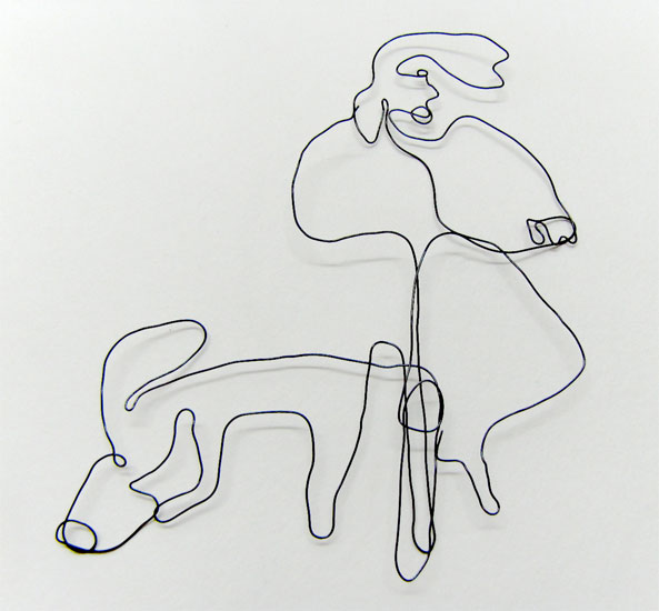Radlerin mit Hund 2012, Draht