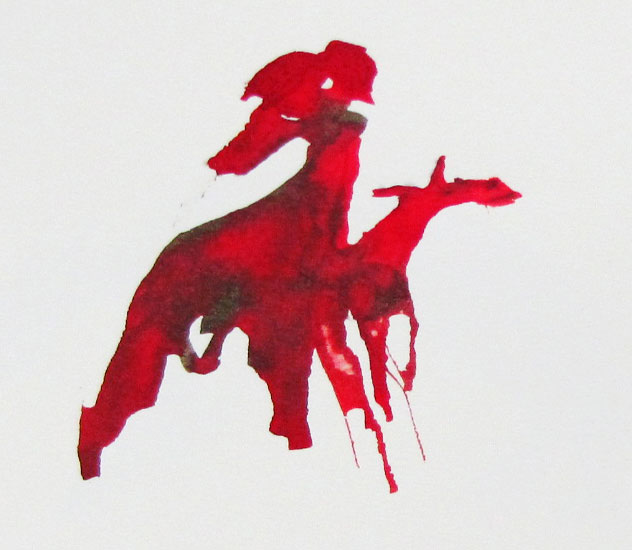 zwei drachen, zeichnung 2011 rote Tinte