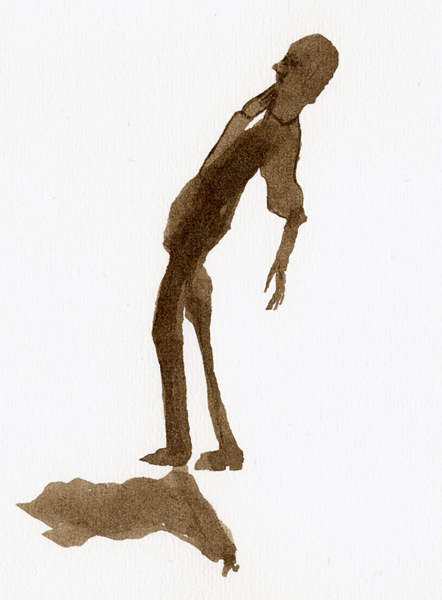 Umfallender dünner Mann, 2005,  A4, Sepia